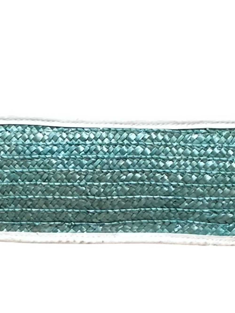 Coastal Grandma Woven Straw Bag Aqua Blue Wooden Handle Resort Beach Purse - Picture 6 of 6